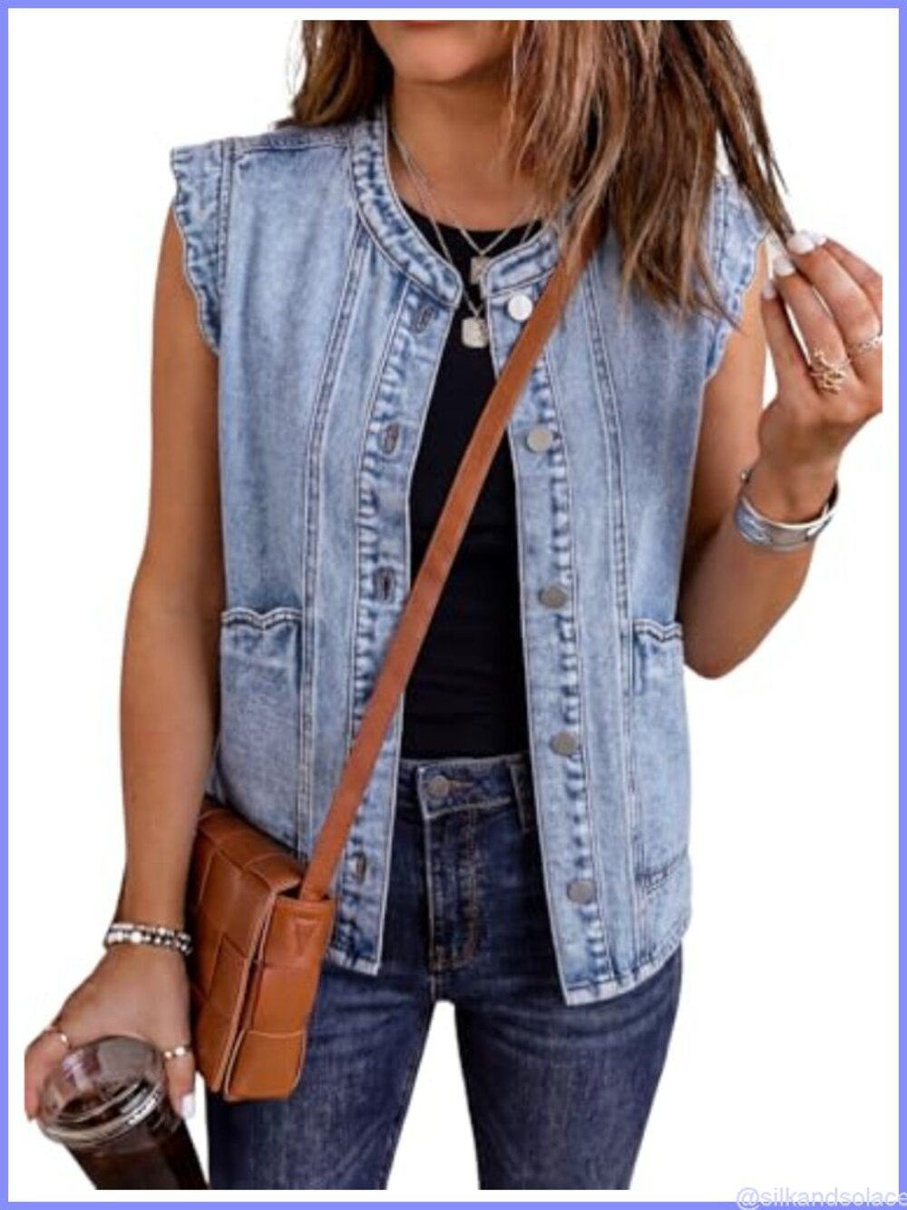 Sleeveless Denim Vest for Women Western Crop Jean Vest